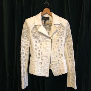 BCBGMAXAZARI white lace jacket
